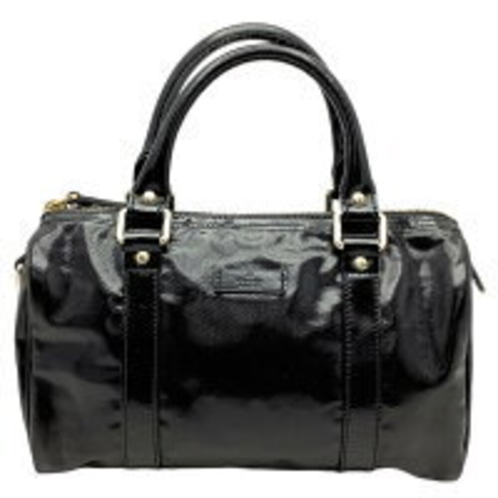 GUCCI Boston Handbag Leather Black